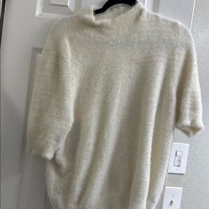 Apt. 9 Cream Fuzzy Short-Sleeve Turtleneck Sweater